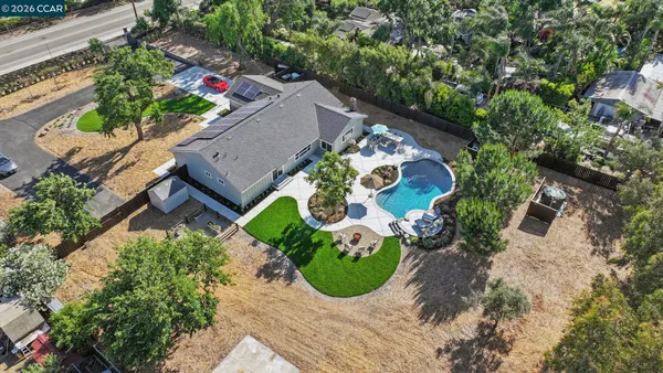 an aerial view of a house