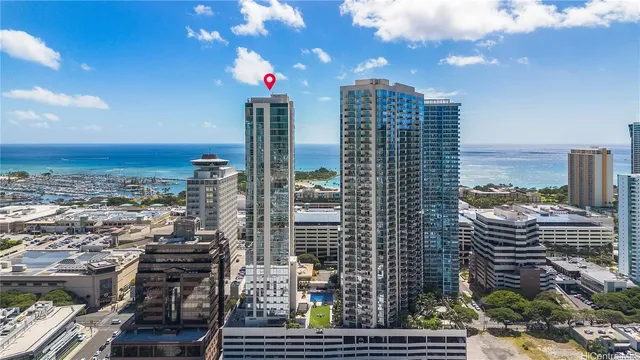 a view of a city with tall buildings