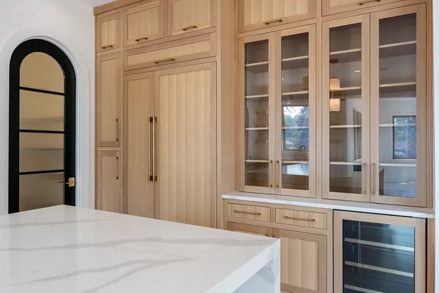 a kitchen with a window