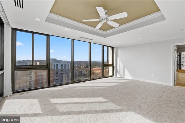 a view of a livingroom with a large window