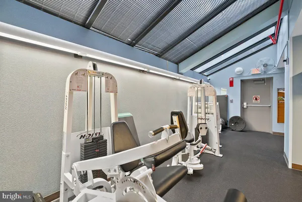 a view of a room with gym equipment