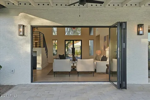 a view of living room filled with furniture
