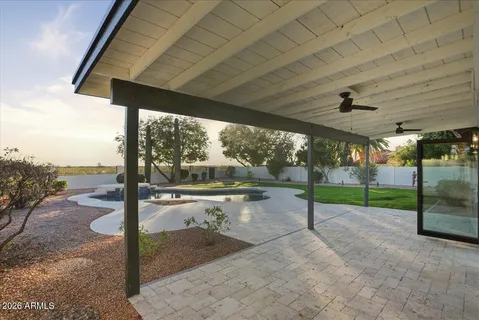 a view of a porch with patio