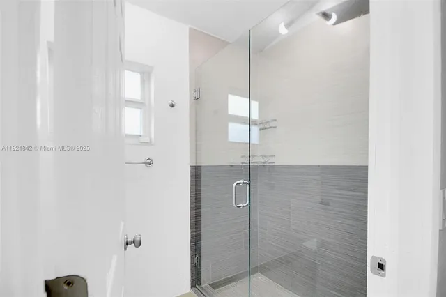 a bathroom with a shower