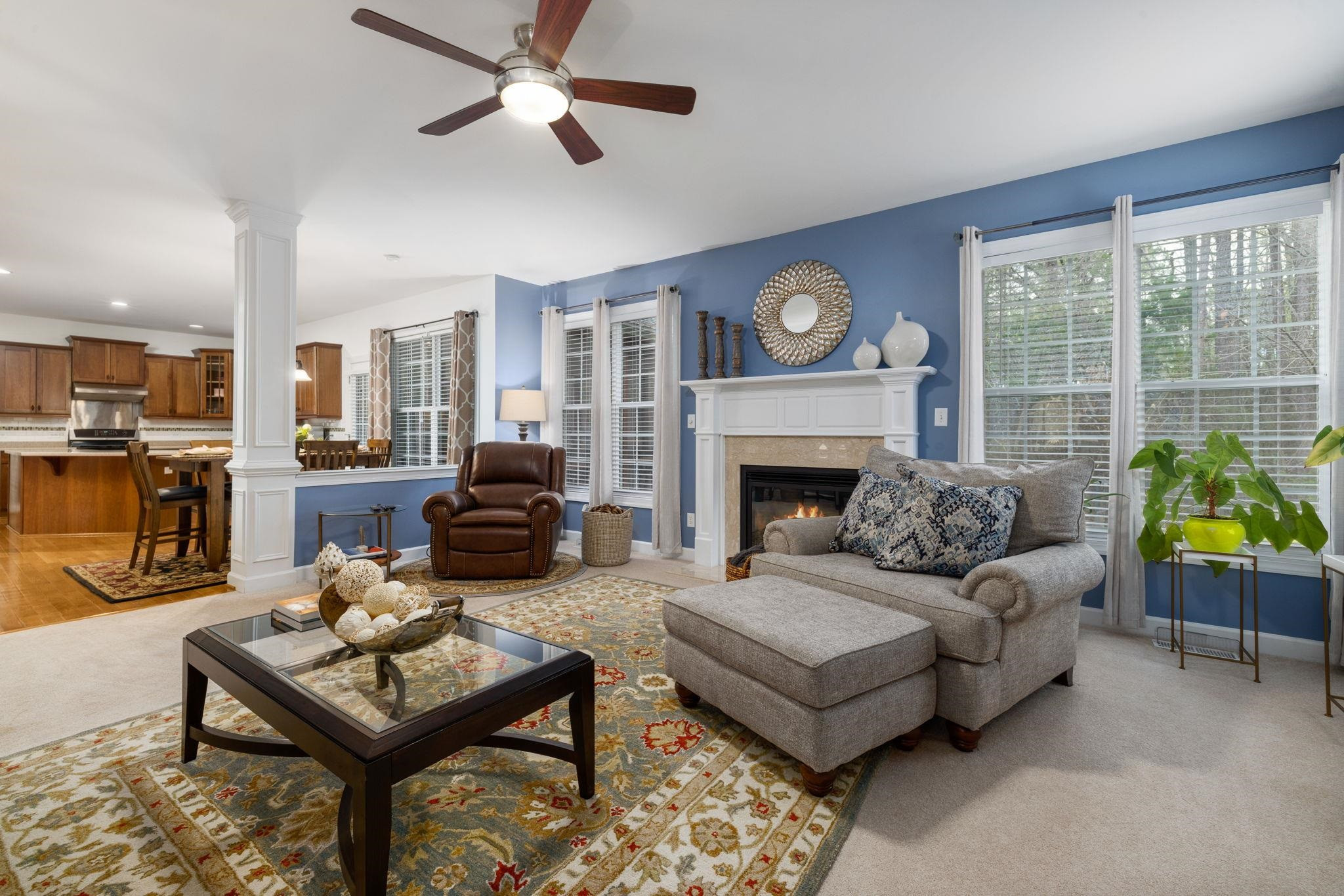 1621 Timber Wolf Drive Durham, NC 27713 - Photo 26 of 48 a living room with furniture and a fireplace