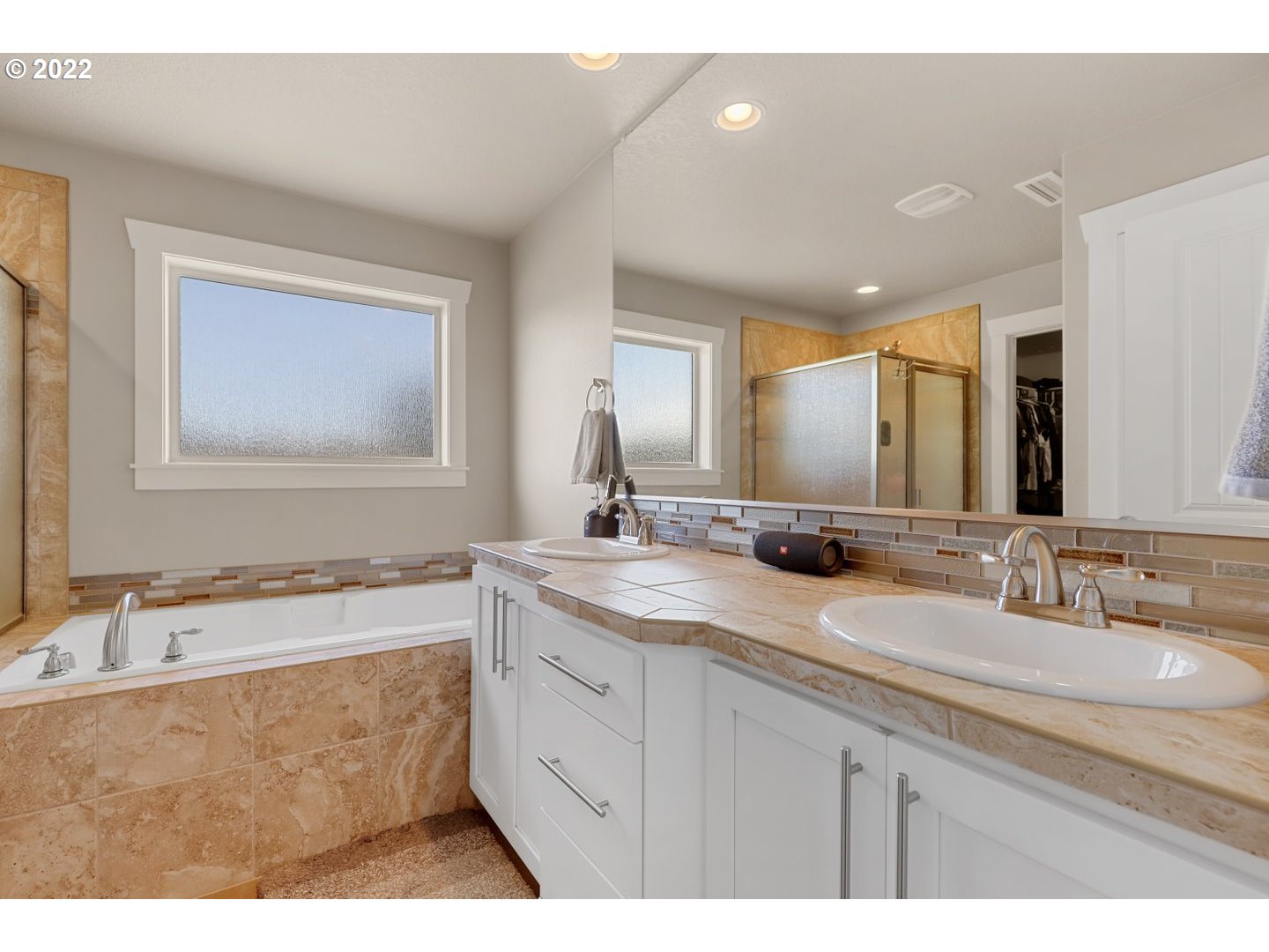 1845 South 14th Court Ridgefield, WA 98642 - Photo 21 of 32 a bathroom with a granite countertop sink mirror and double