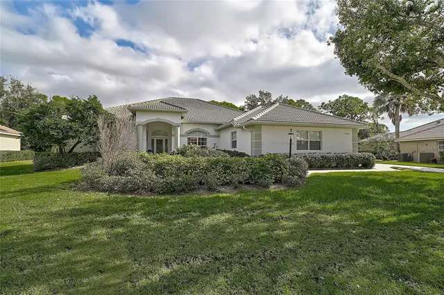 an aerial view of a house
