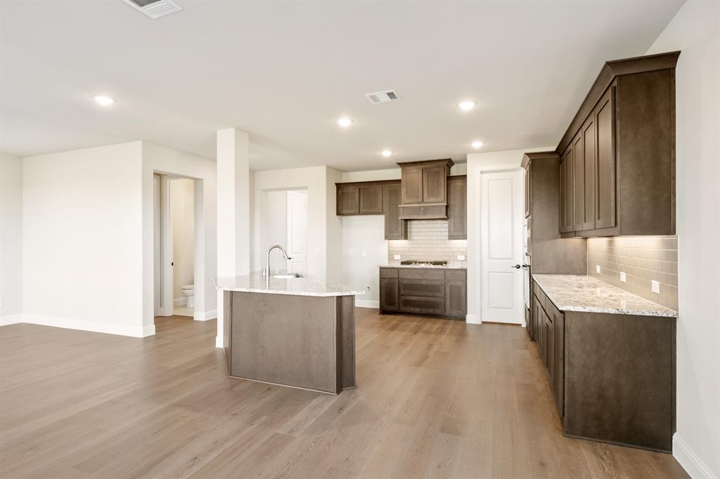 14422 McClint Street Pilot Point, TX 76258 - Photo 15 of 40 a kitchen with stainless steel appliances a sink a stove a refrigerator and cabinets