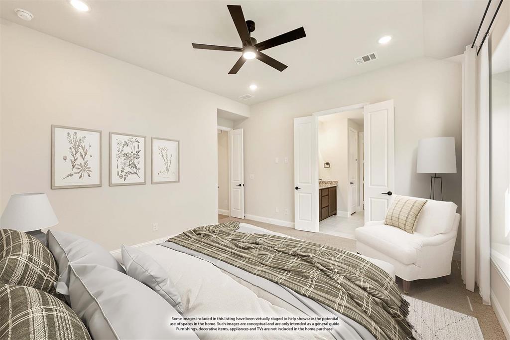 14422 McClint Street Pilot Point, TX 76258 - Photo 21 of 40 a bedroom with a large bed couch and a window