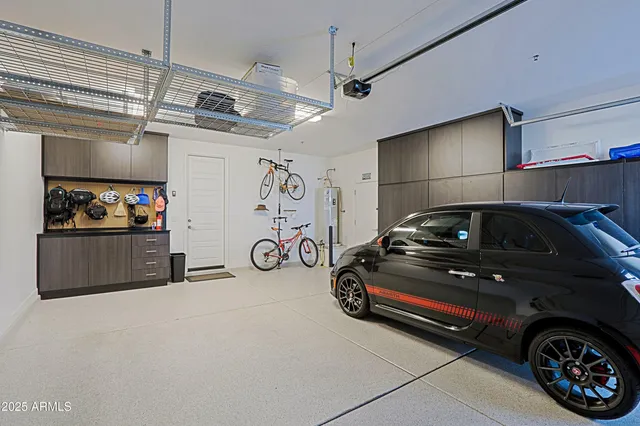 a car parked in a garage