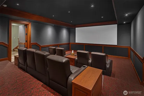 a projector room with furniture