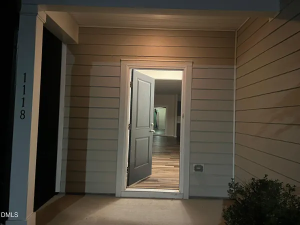 a view of wooden door