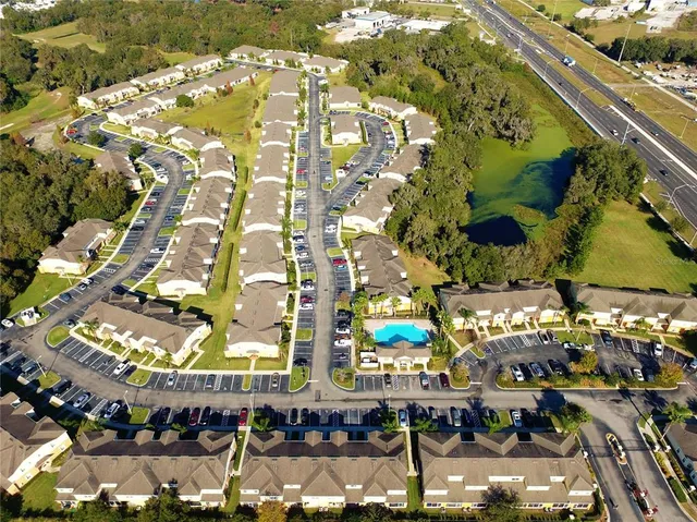 an aerial view of a house