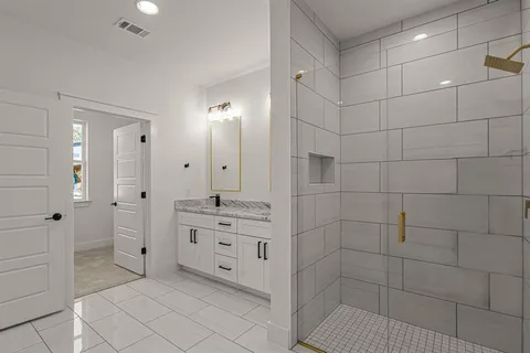 a bathroom with a shower