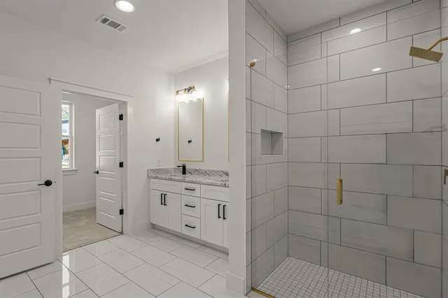 a bathroom with a shower