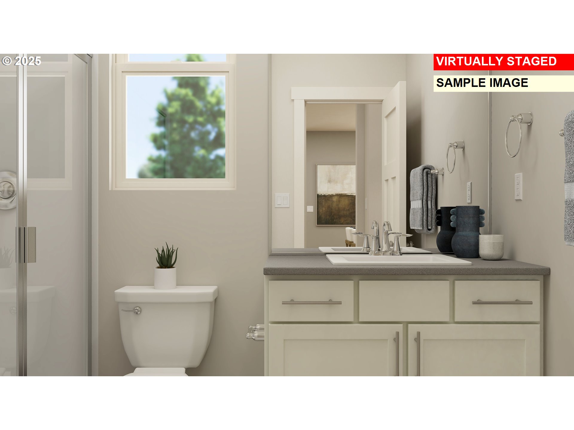 14924 Southwest 165th Avenue Tigard, OR 97224 - Photo 12 of 30 a bathroom with a sink a toilet and a mirror