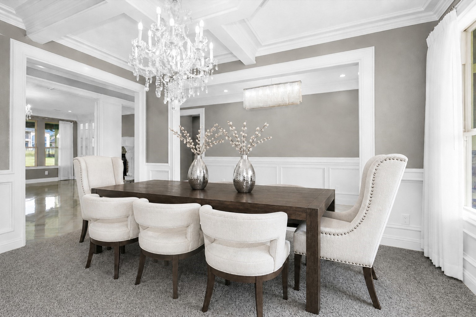 10887 Decatur Street Willis, TX 77318 - Photo 9 of 50 Neutral tones and plush carpet make it easy to style, with plenty of room for a full dining setup and entertaining.