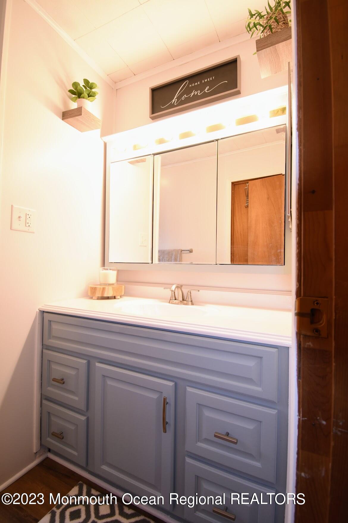 40 Alan Terrace Howell, NJ 07731 - Photo 16 of 48 a bathroom with a sink a mirror and a vanity