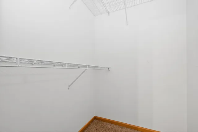 a view of a room with racks on the wall