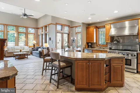 a kitchen with lots of counter top space