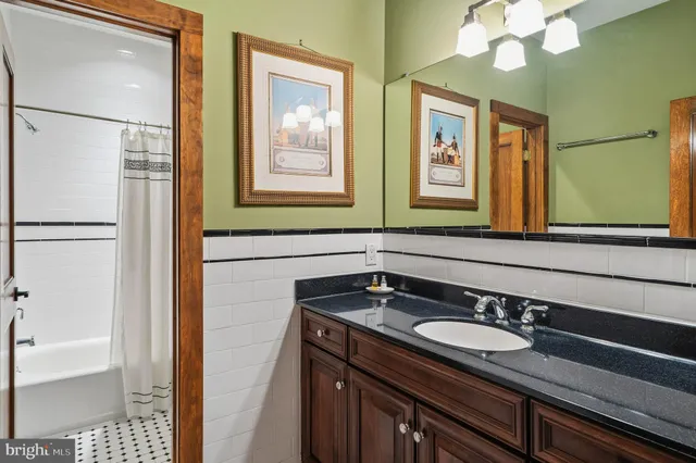 a view of a hallway with windows