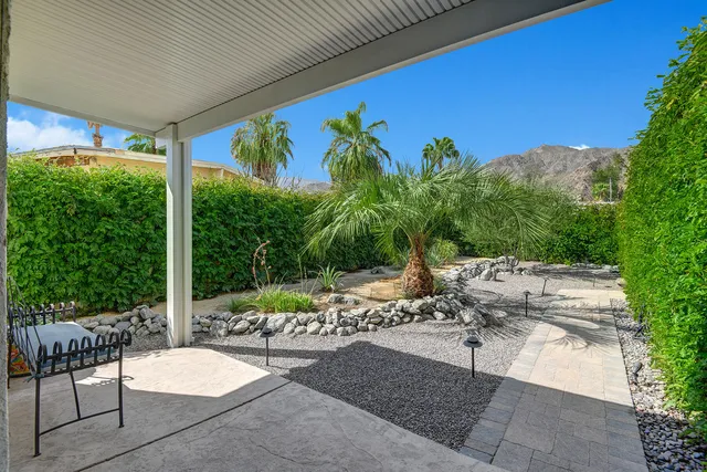 a building outdoor space with lots of furniture