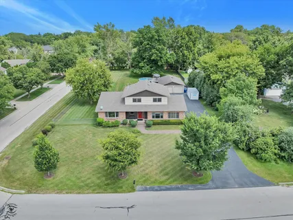 an aerial view of a house