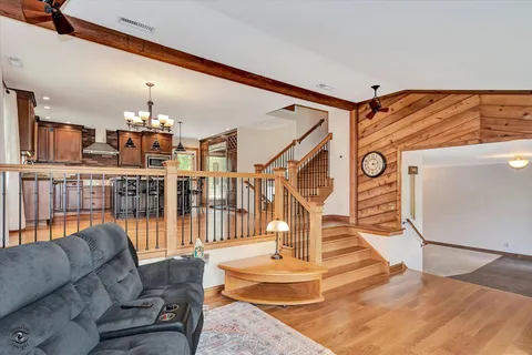 a living room with furniture