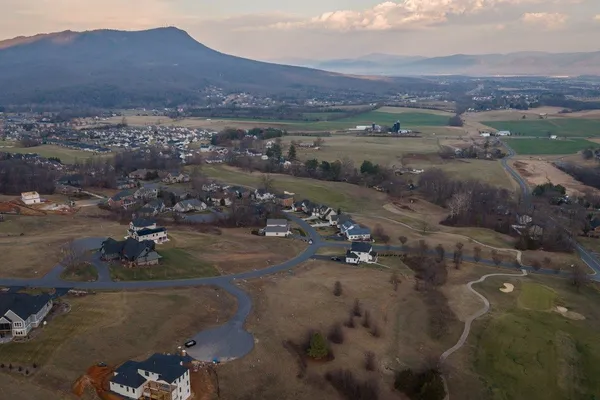 a view of a city with mountain