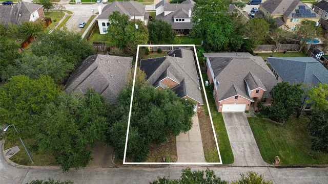 an aerial view of a house having outdoor space