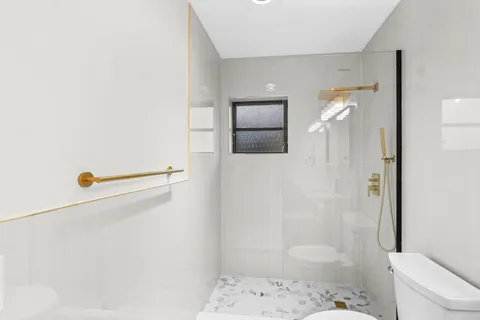 a bathroom with a shower