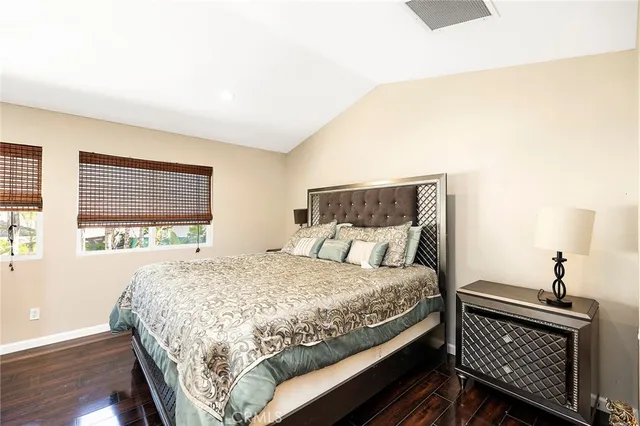 a bed room with a bed and furniture