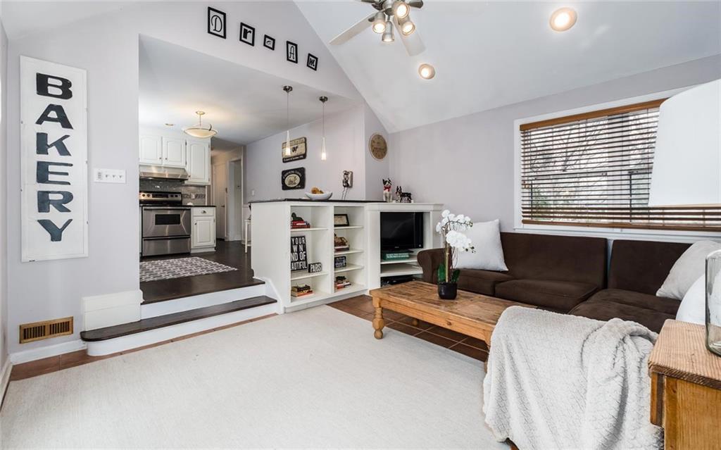 a living room with furniture
