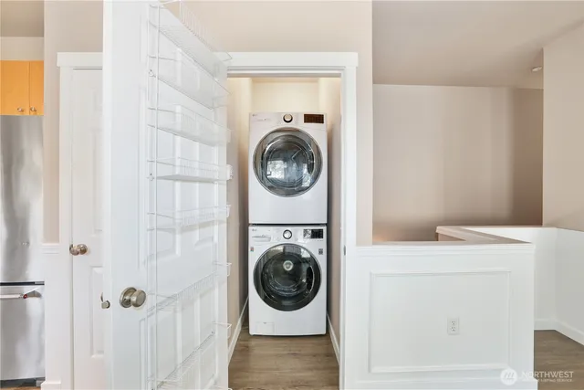 a utility room with dryer and washer