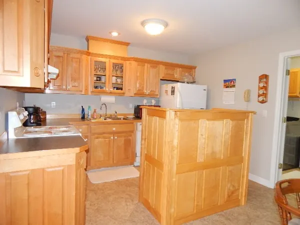 a kitchen with a refrigerator a sink and a stove