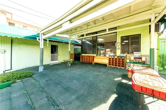 a city view with tall buildings