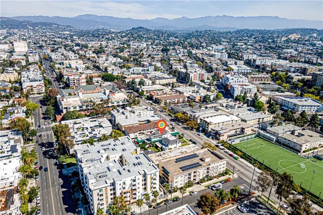 an aerial view of a city