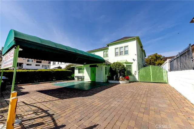 a view of a living room and a garage