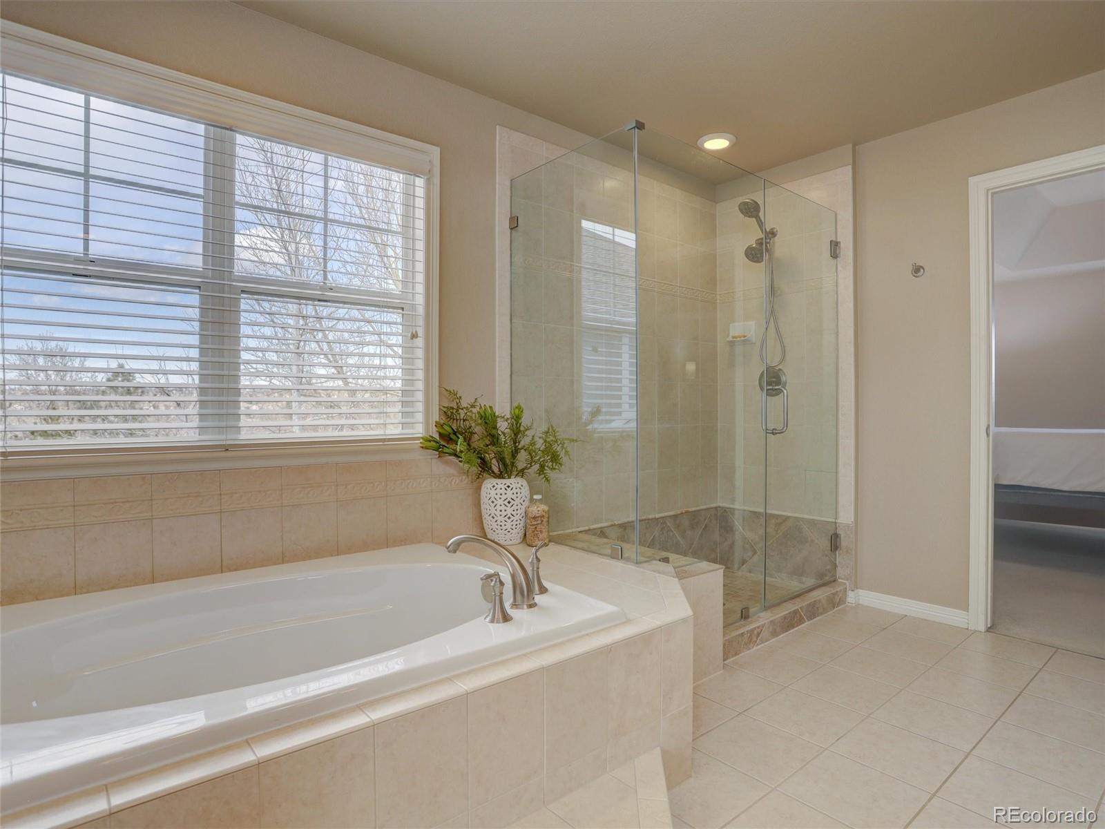 18288 East Caley Place Aurora, CO 80016 - Photo 19 of 50 a bathroom with a bathtub and shower