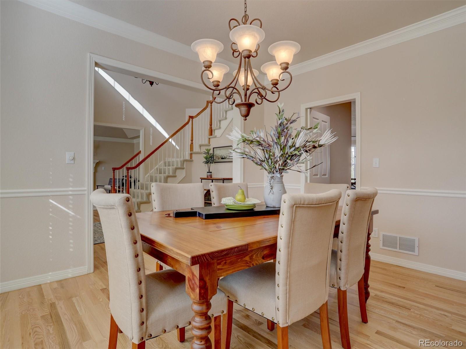 18288 East Caley Place Aurora, CO 80016 - Photo 5 of 50 a view of a dining room with furniture and wooden floor