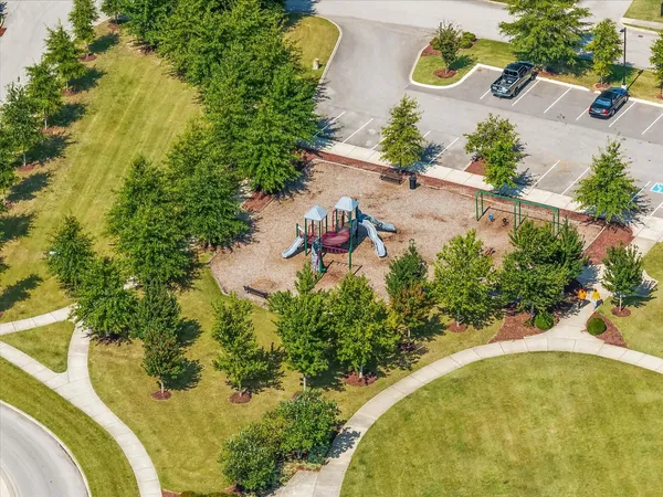 a view of a park with slide