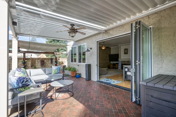 a outdoor space with patio furniture