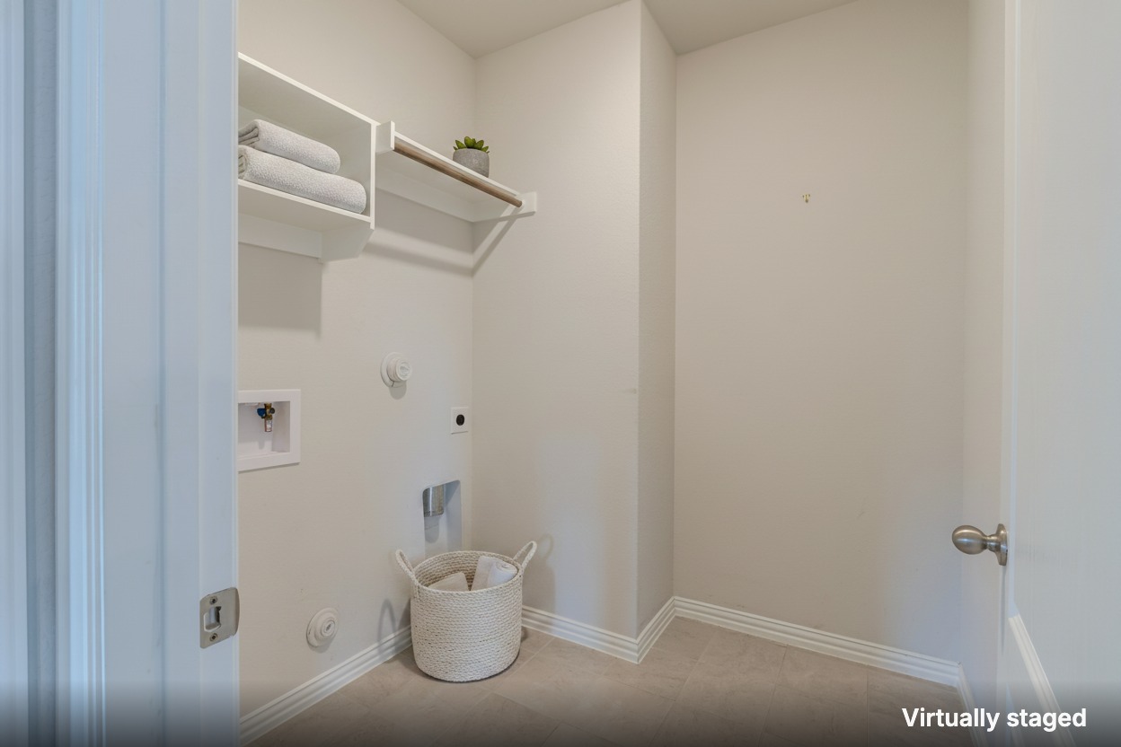 1117 Terrace View Georgetown, TX 78628 - Photo 7 of 25 A dedicated utility space with convenient shelving and hanging rack awaits.