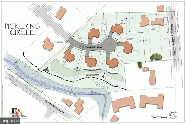an aerial view of a town with couple of houses