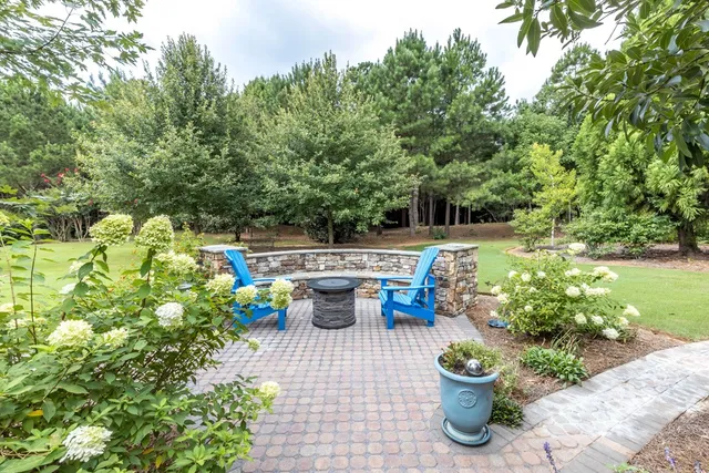 a view of a porch with wooden floor