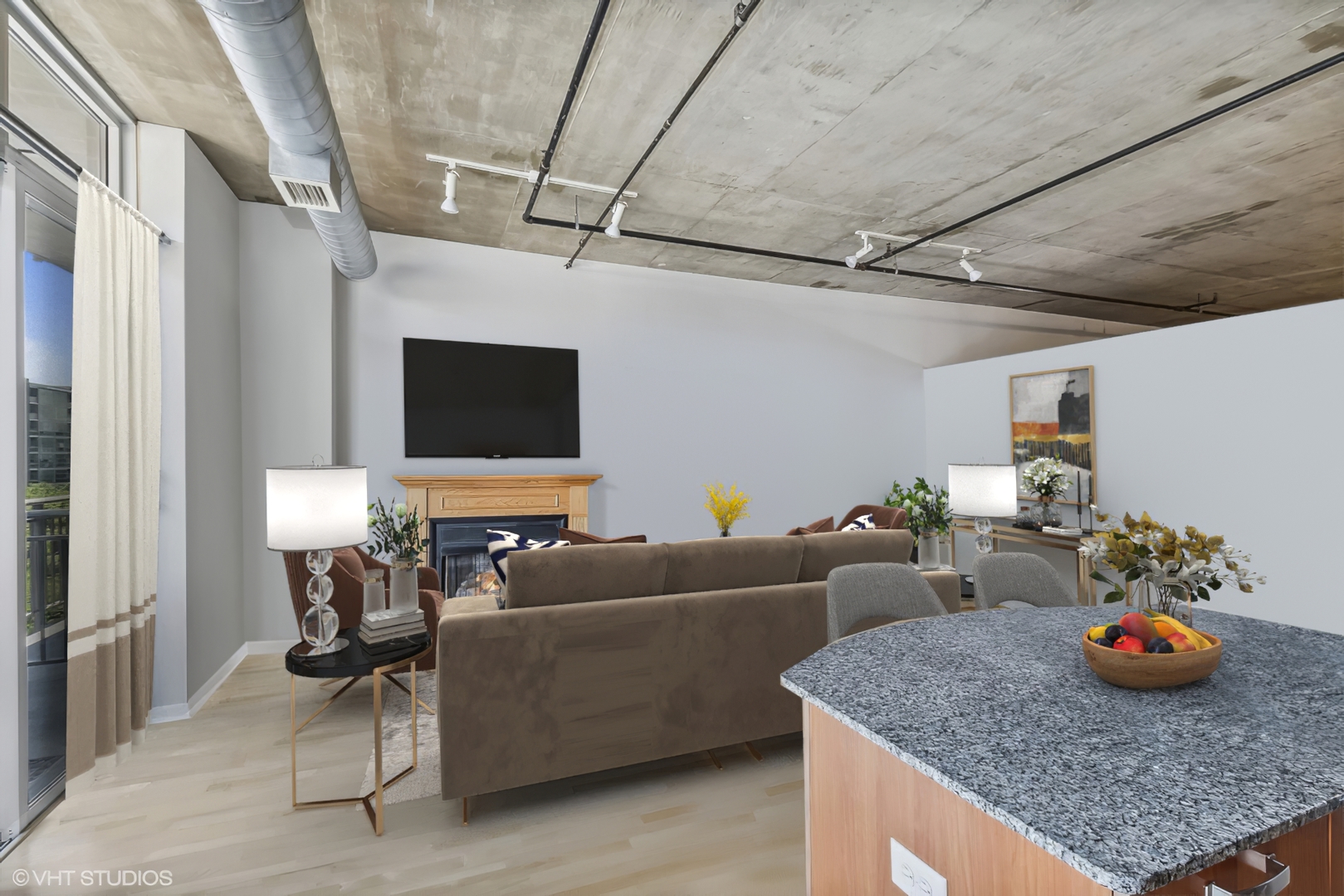 111 South Morgan Street, Unit 620 Chicago, IL 60607 - Photo 3 of 13 a living room with furniture and a flat screen tv