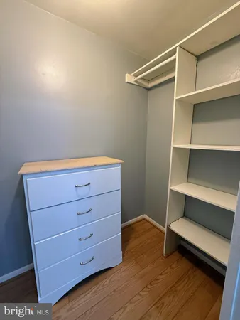 a view of an empty walk in closet
