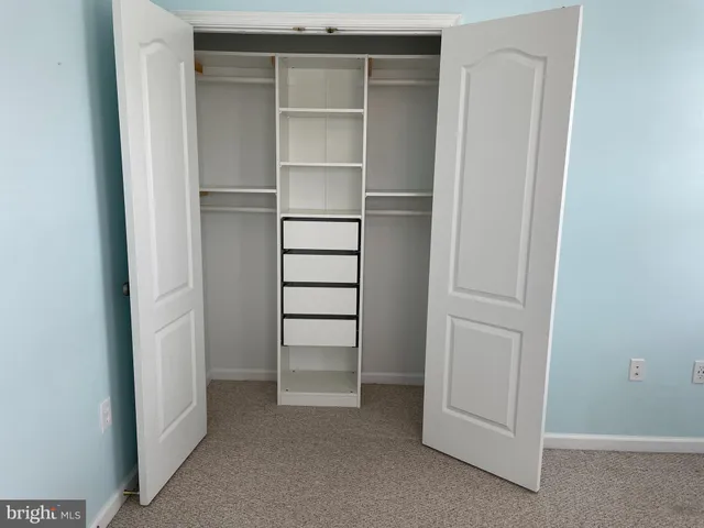 a view of walk in closet with empty racks