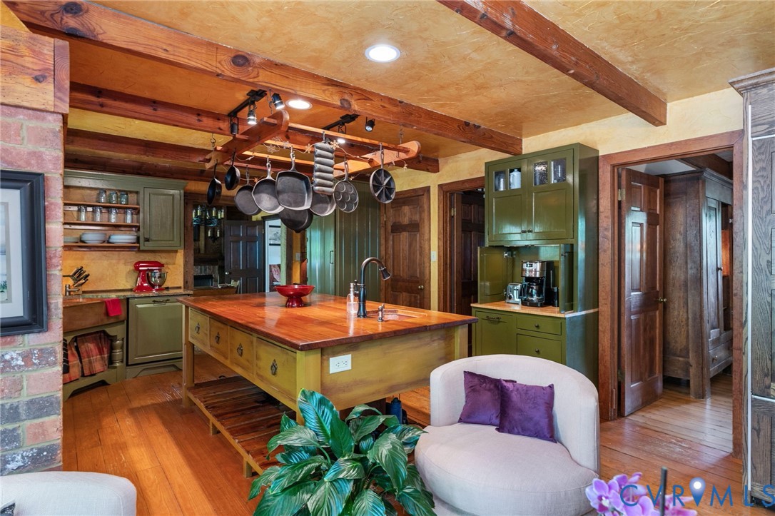 7381 McClellan Road Mechanicsville, VA 23111 - Photo 42 of 66 Spacious kitchen featuring exposed wood beams, woo