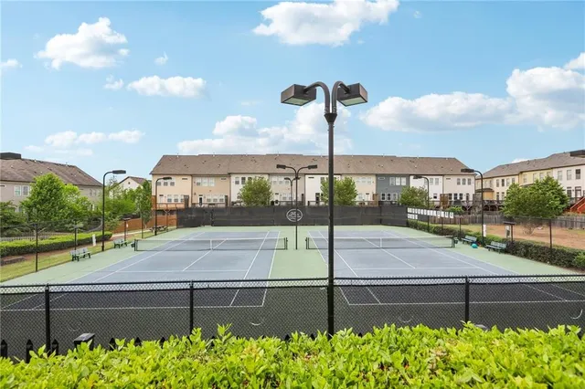 a view of a patio with a table